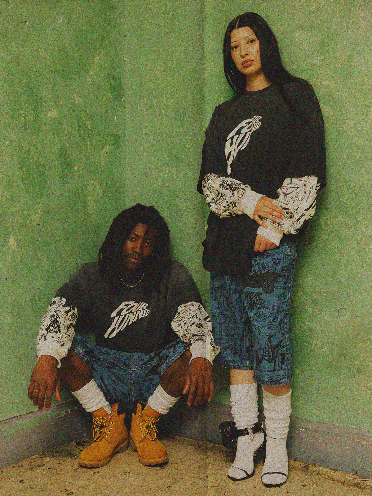 FH Tattoo Thermal Layered Tee (Black/Bone)