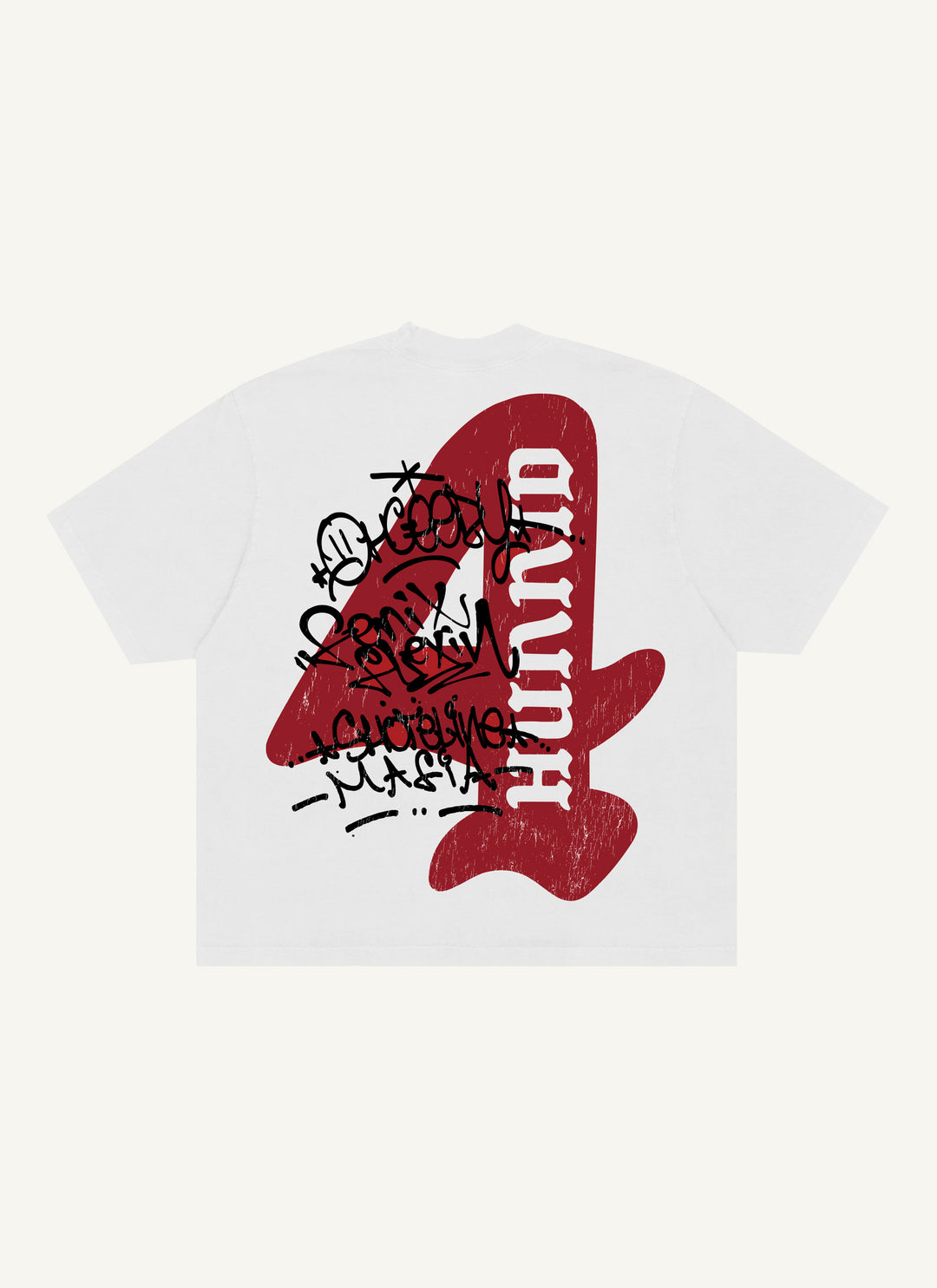 【Anyone more】Koh diagonal hood long T-shirt 4hunnidXShorelineMafiaTaggerTe