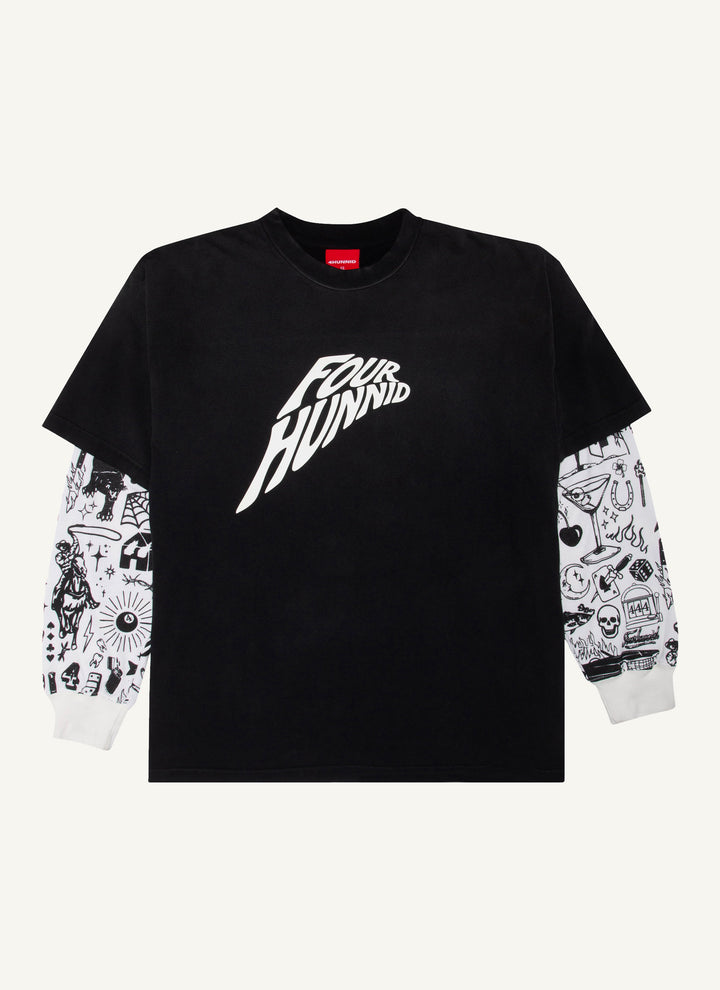 FH Tattoo Thermal Layered Tee (Black/Bone) – 4hunnid